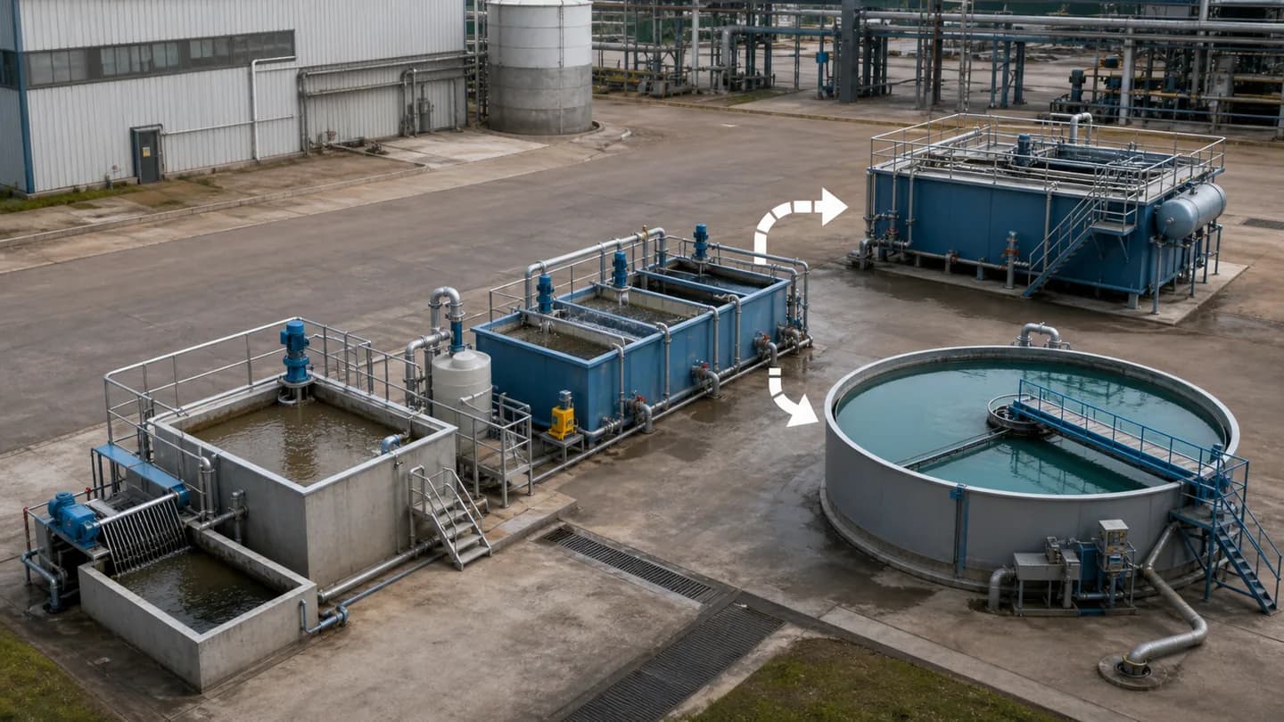 Linha de pré-tratamento de efluentes industriais com opções de DAF ou decantador