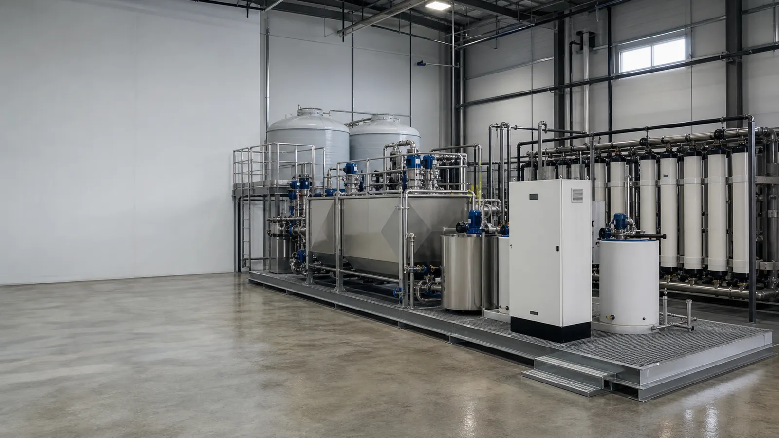 Illustrative industrial fluoride wastewater treatment system with reaction clarification and polishing stages