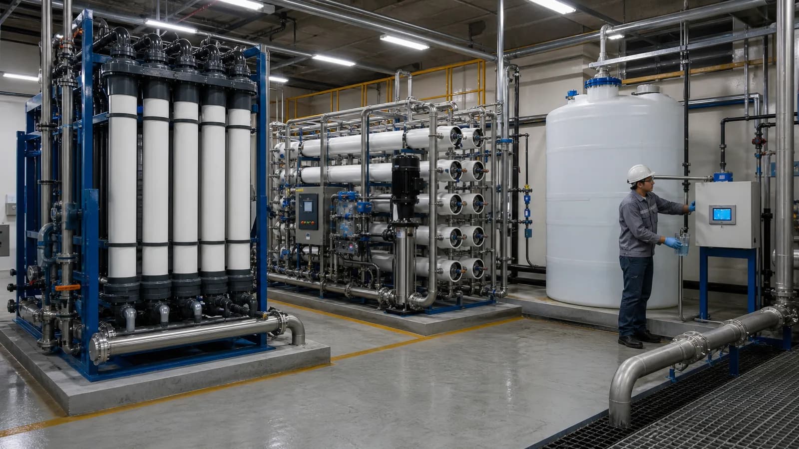 Sistema de reutilización de membrana UF y RO para aguas residuales textiles tratadas