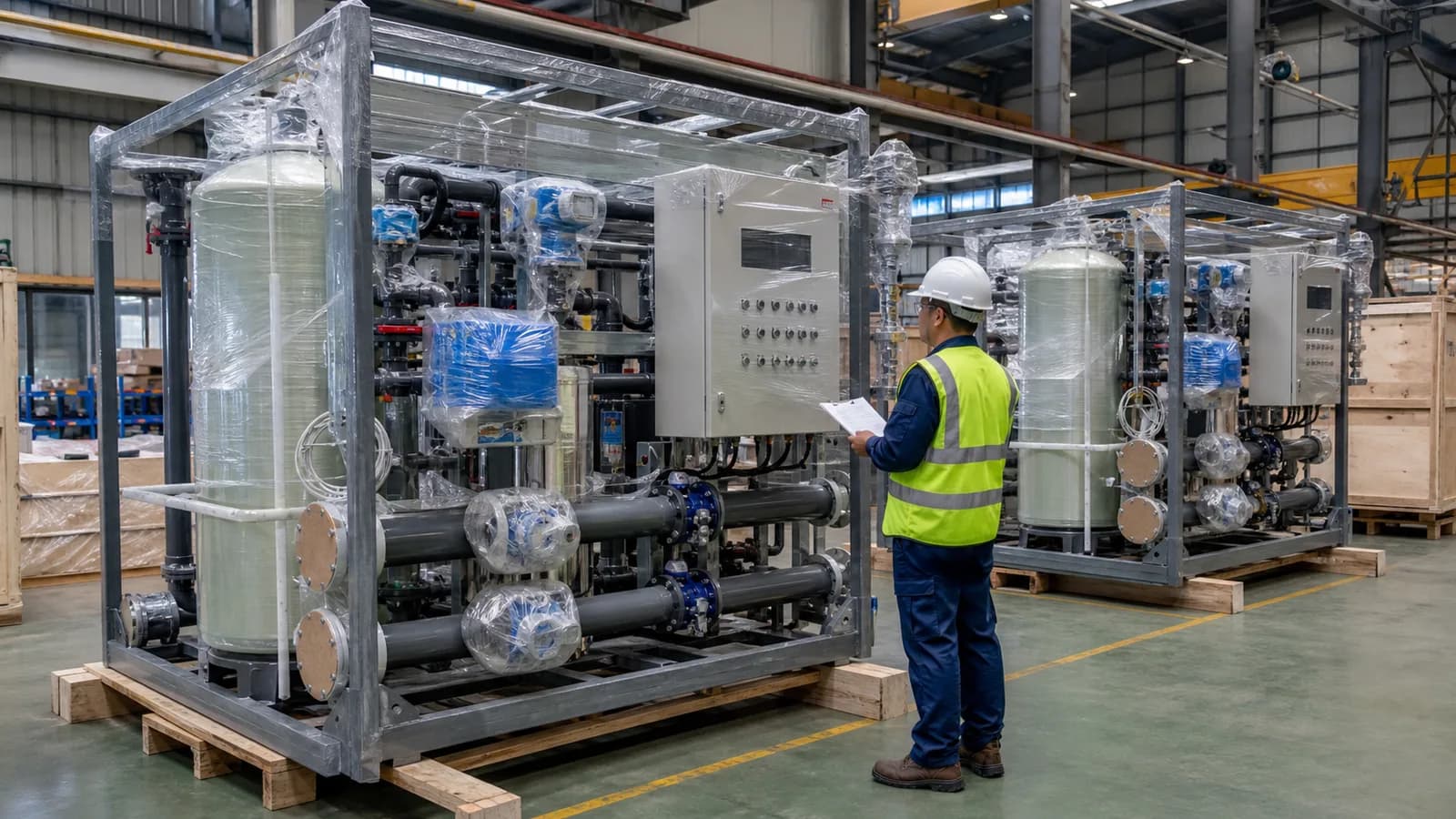 Inspection avant expédition des équipements modulaires de traitement des eaux usées