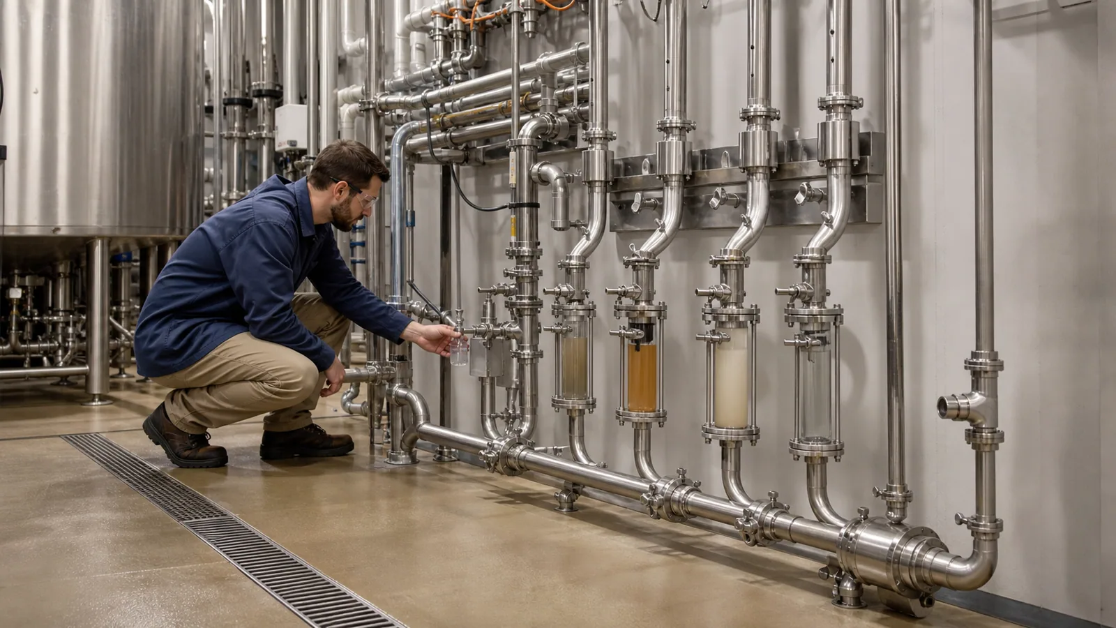 Brewery wastewater source segregation and CIP collection manifold