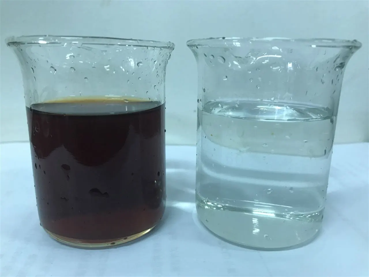 Raw and treated samples from a bench-scale nickel wastewater treatment test
