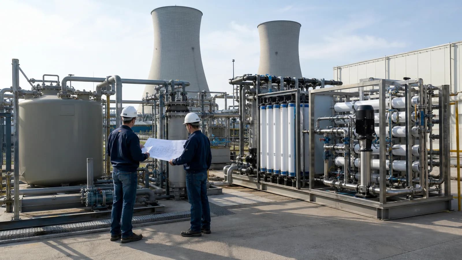 Cooling tower blowdown treatment and water reuse system