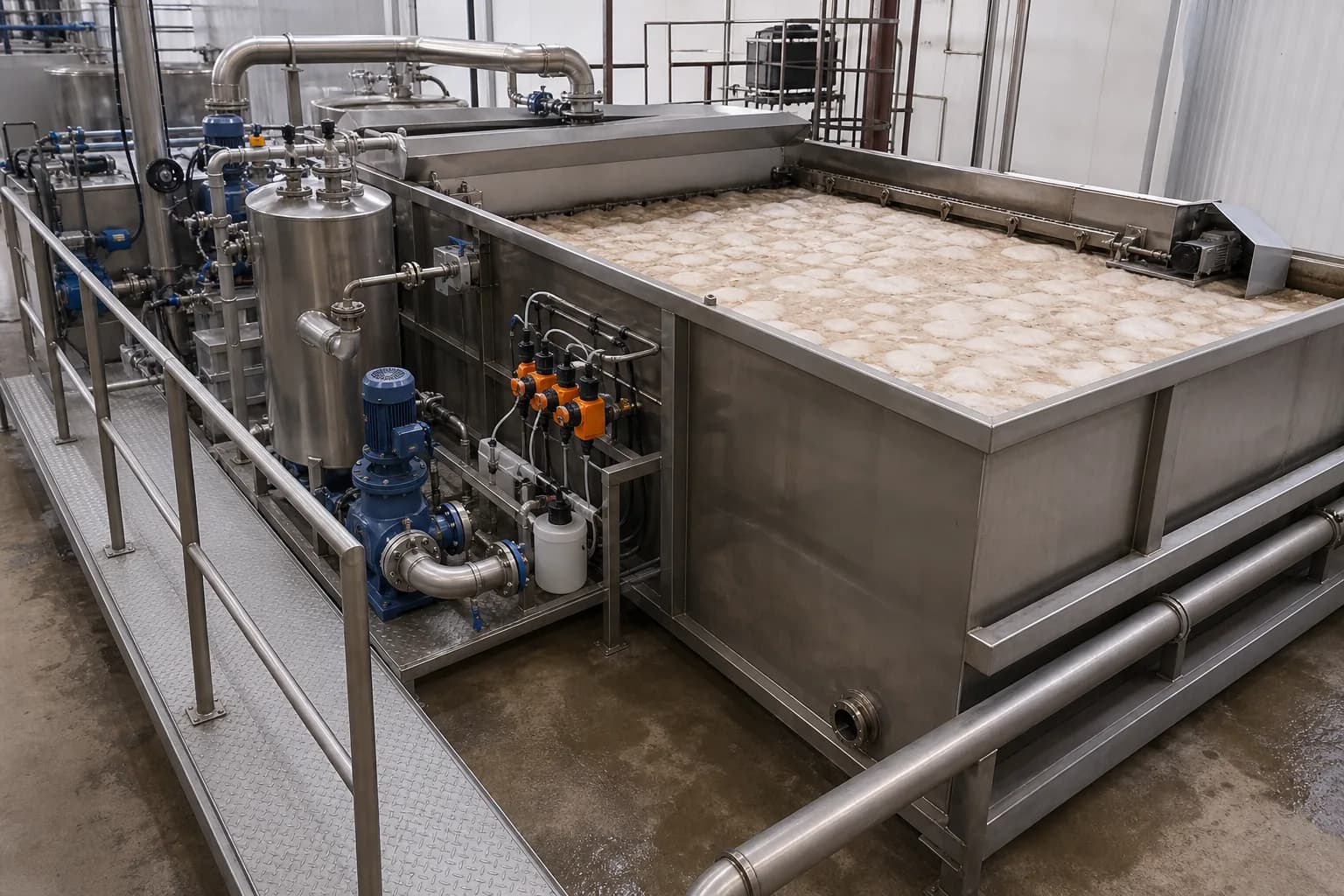 Illustrative dissolved air flotation equipment treating dairy process wastewater