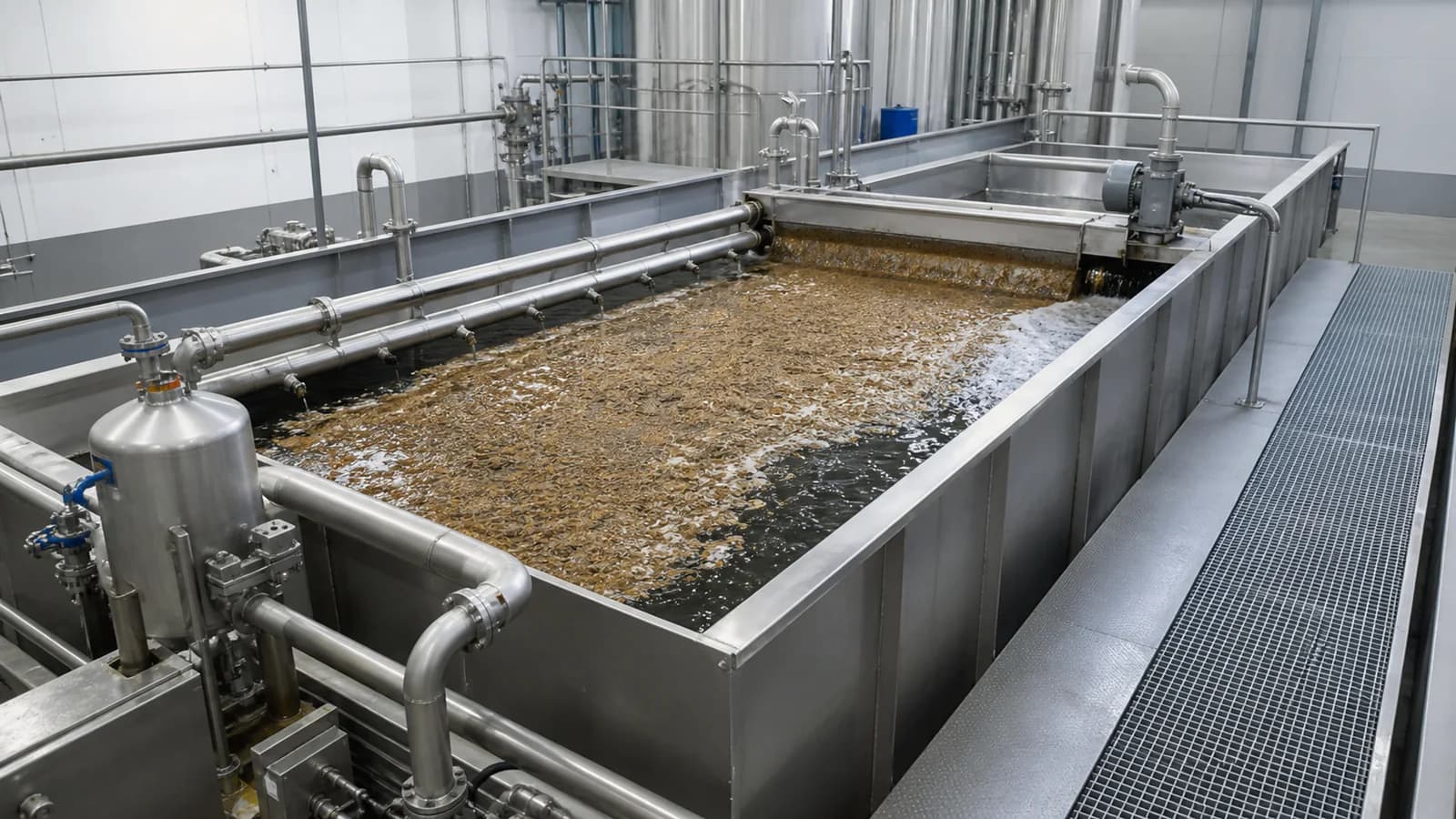 Dissolved air flotation unit treating food and beverage wastewater