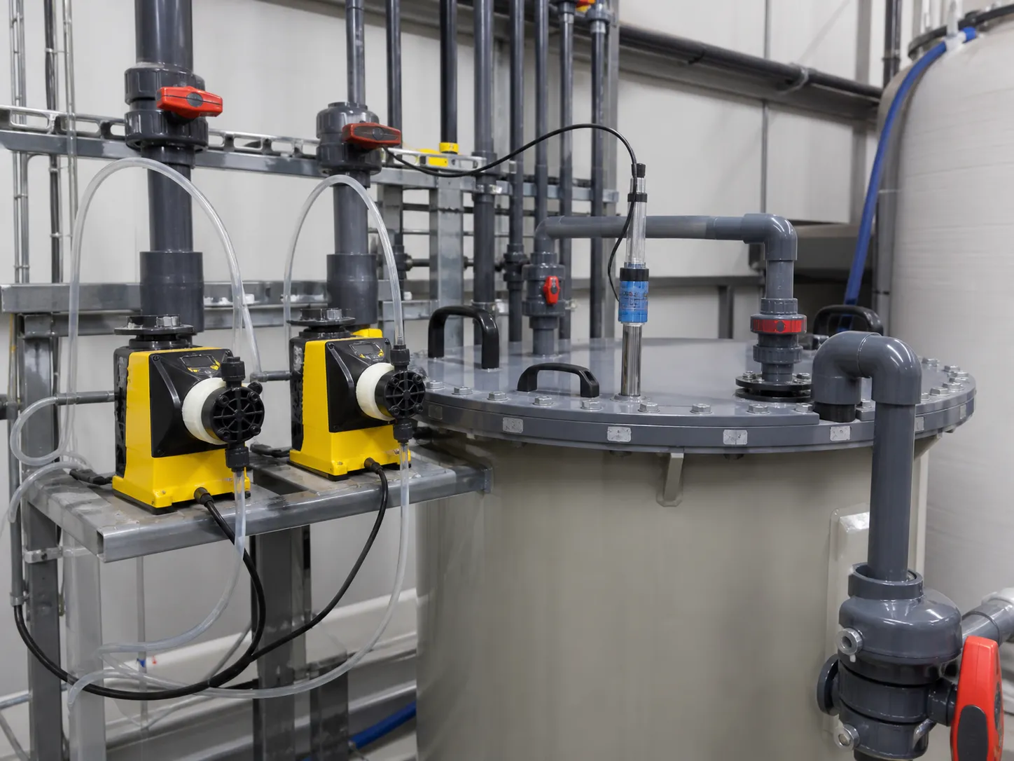 Illustrative controlled chemical dosing equipment for chromium wastewater reduction