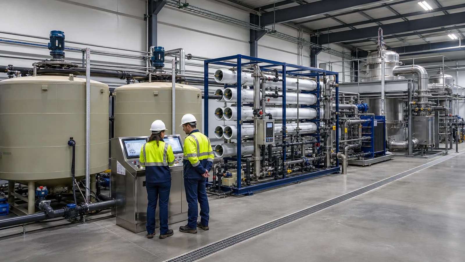 High salinity industrial wastewater treatment system with RO and evaporation