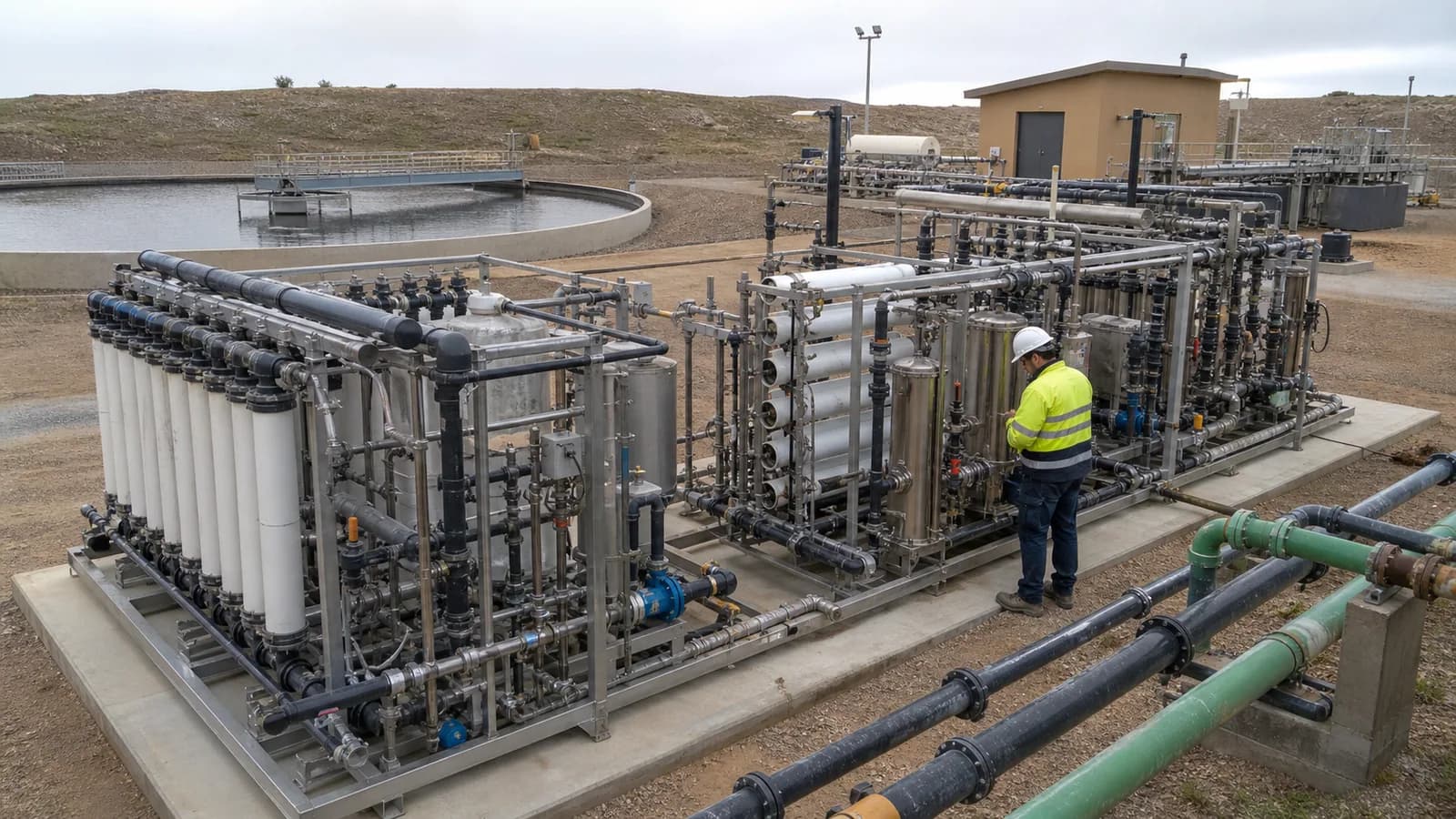 Membrane reuse skid for treated mine water at a remote site