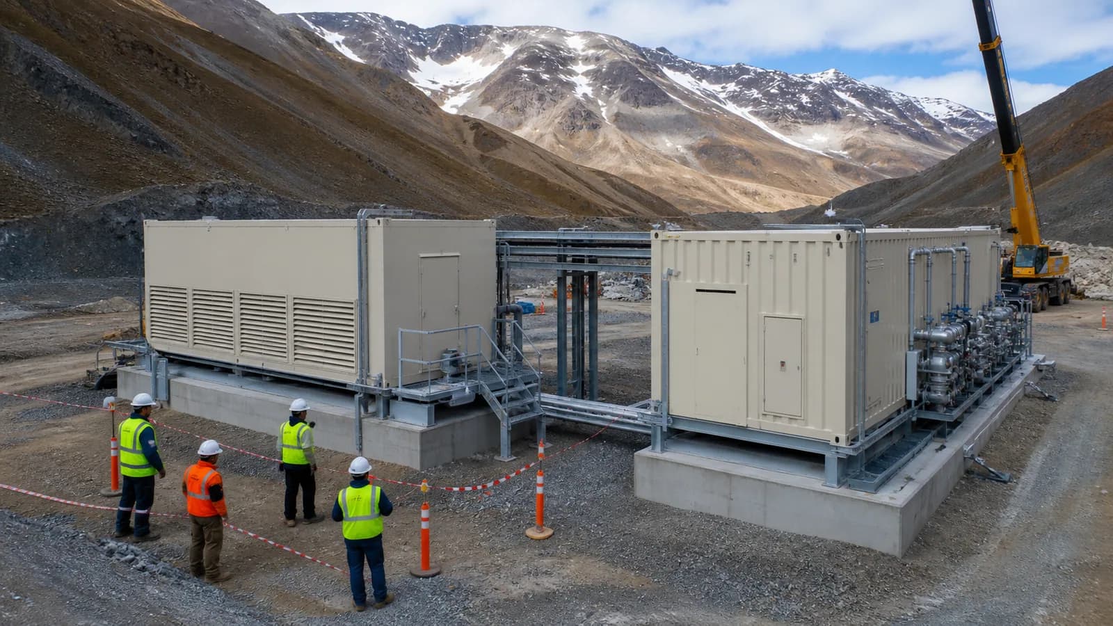 Containerized mine water treatment modules prepared for remote installation