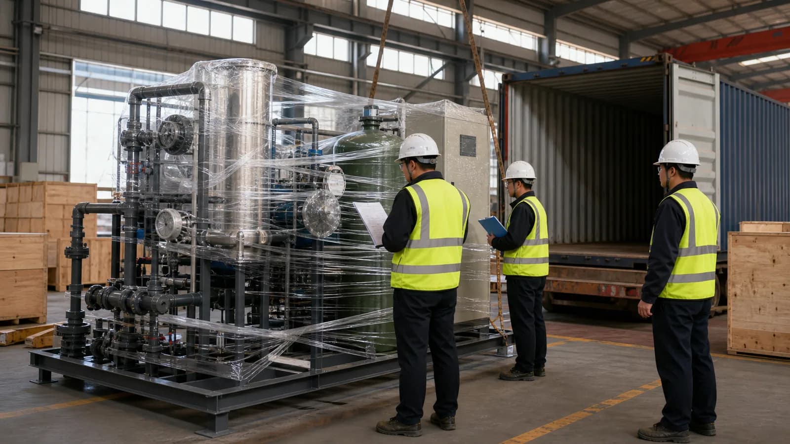 Pre-shipment inspection of modular pharmaceutical wastewater equipment