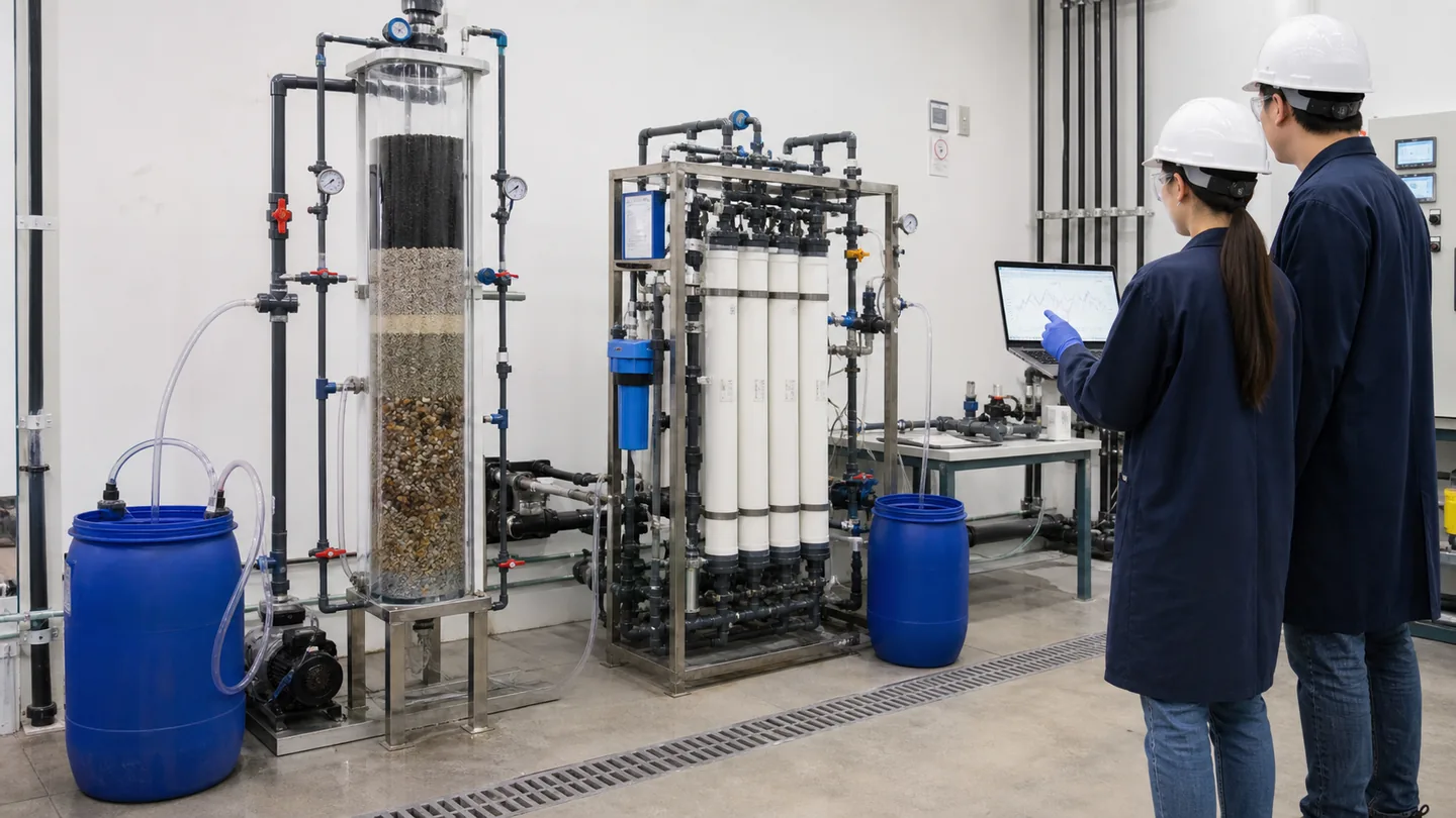 Pilot testing media filtration and ultrafiltration before reverse osmosis