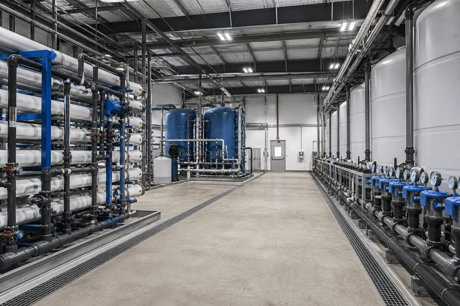 Central reclaimed-water polishing and distribution equipment for an industrial park